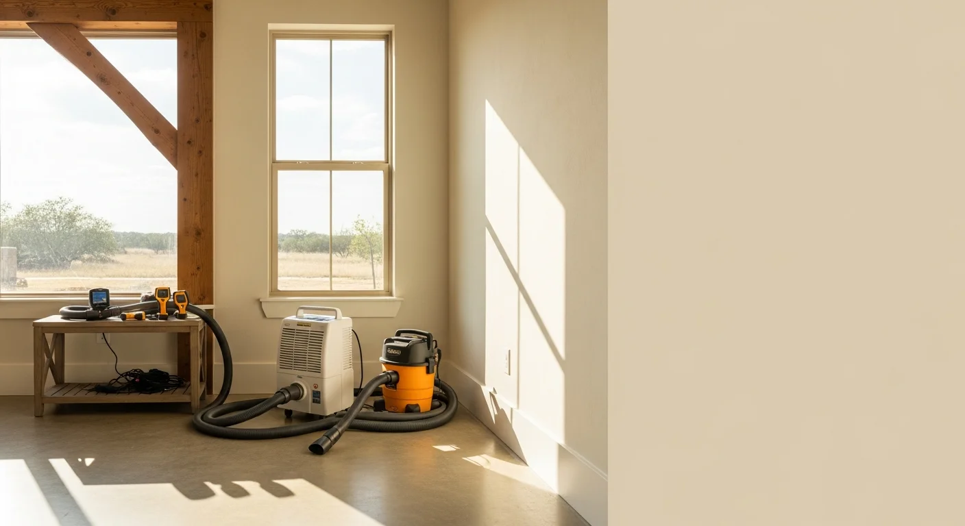 Water damage restoration team extracting water from flooded home