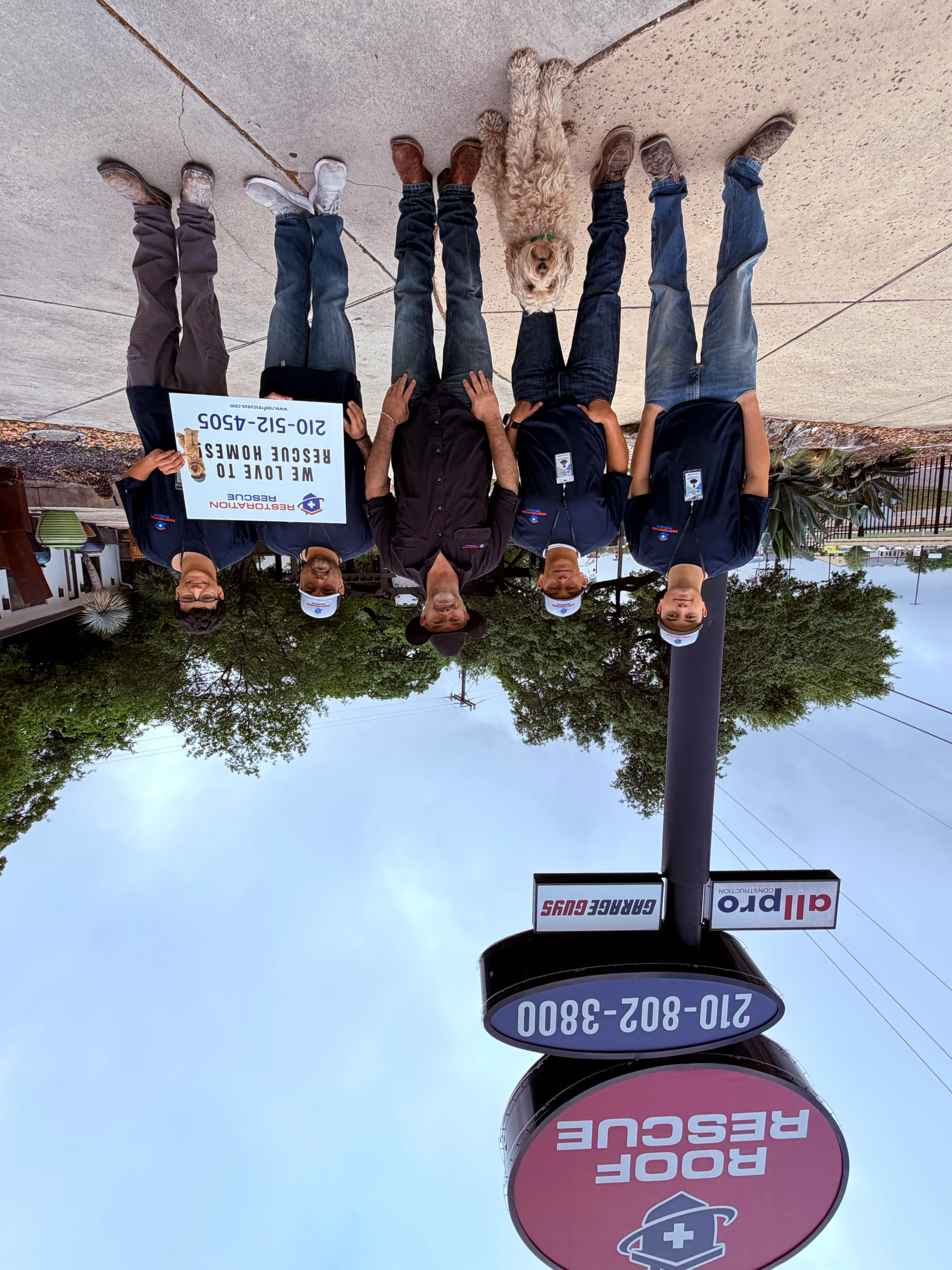Restoration crew team photo at commercial property job site